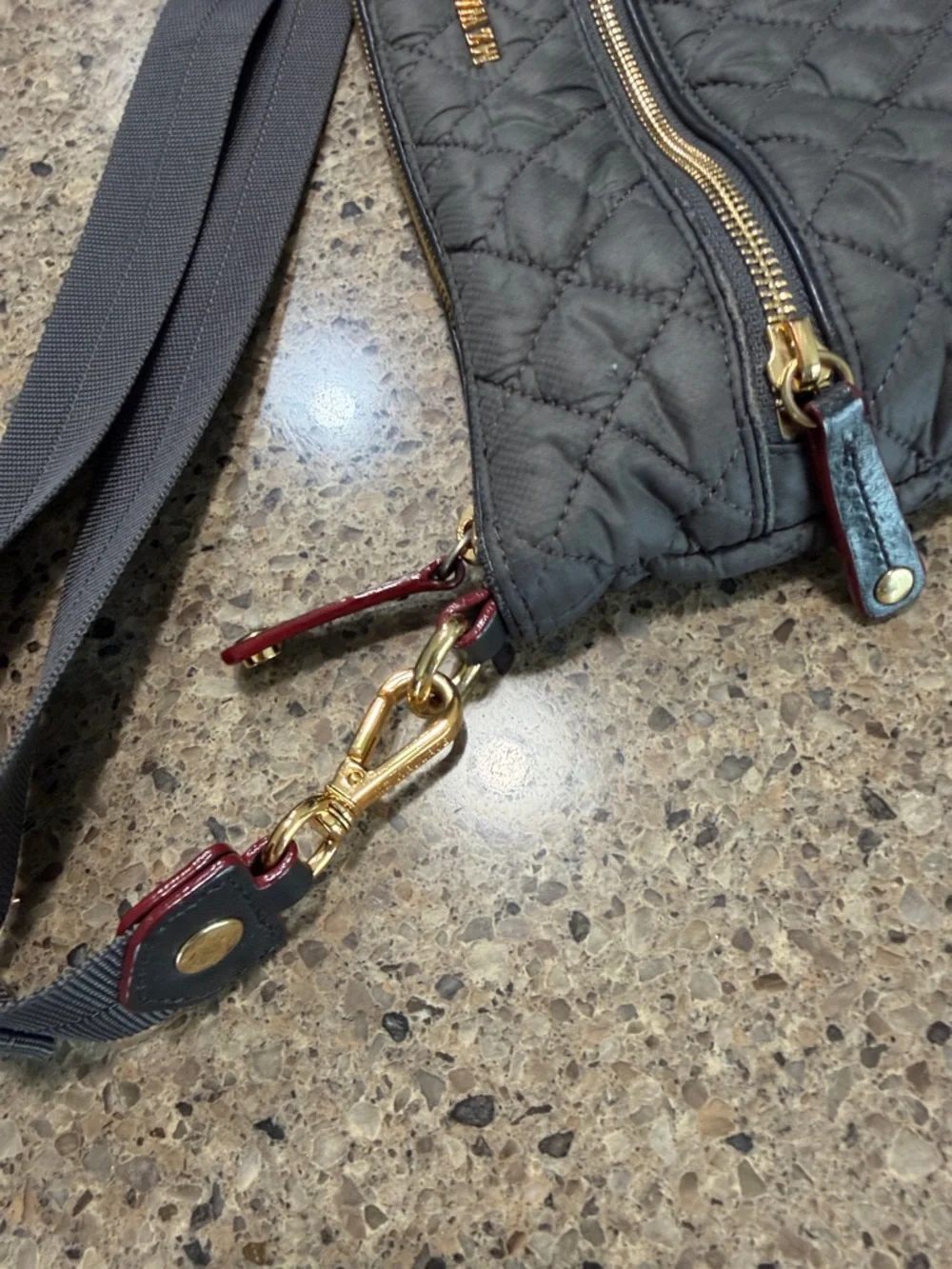 MZ Wallace Quilted Crossbody in Charcoal with Black Trim - Picture 10 of 13